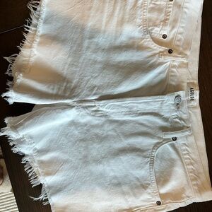 Agolde White Jean Shorts Distressed Frayed Hem